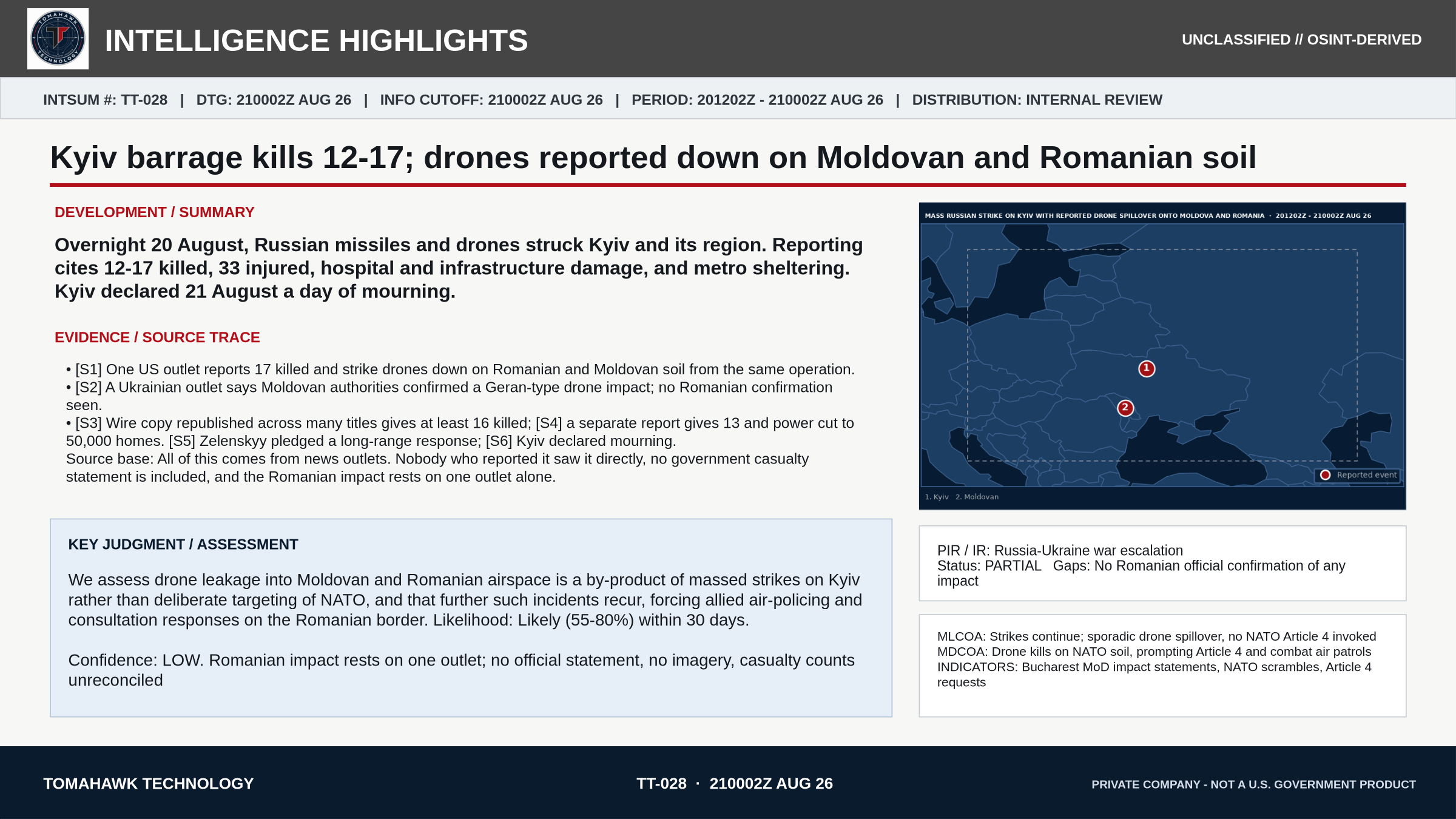 Kyiv barrage kills 12-17; drones reported down on Moldovan and Romanian soil